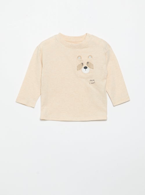 T-shirt a maniche lunghe con tasca animata - Kiabi