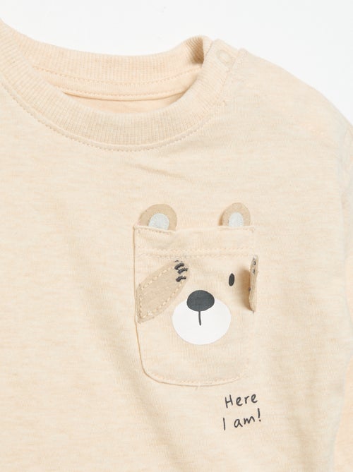 T-shirt a maniche lunghe con tasca animata - Kiabi