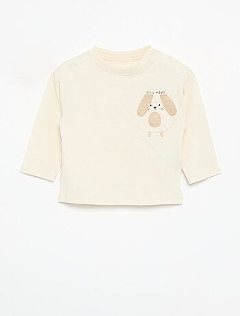 T-shirt a maniche lunghe con tasca animata
