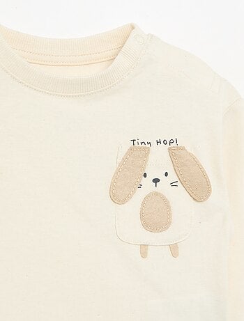 T-shirt a maniche lunghe con tasca animata