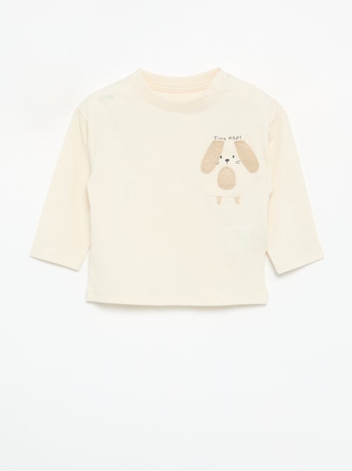 T-shirt a maniche lunghe con tasca animata - Kiabi T-shirt a maniche lunghe con tasca animata - Kiabi