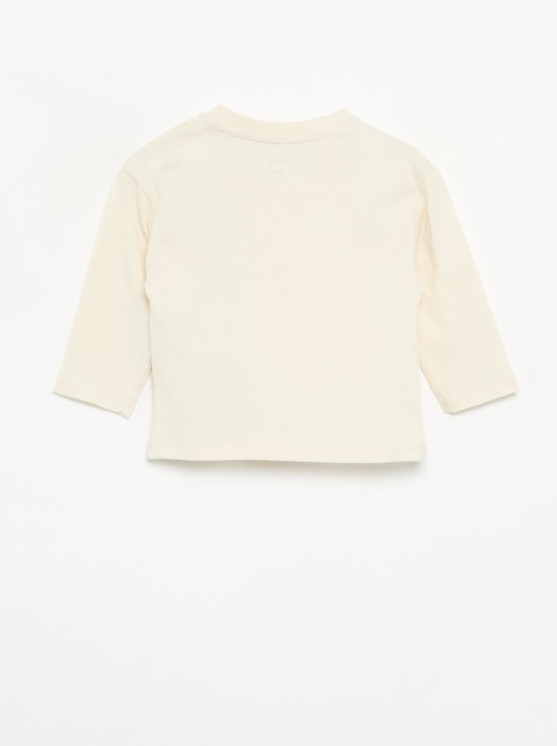 T-shirt a maniche lunghe con tasca animata Bianco - Kiabi