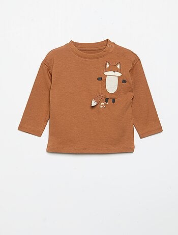 T-shirt a maniche lunghe con tasca animata