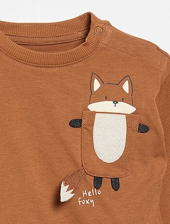T-shirt a maniche lunghe con tasca animata