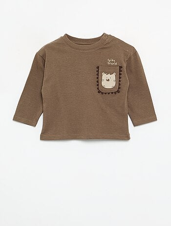 T-shirt a maniche lunghe con tasca animata