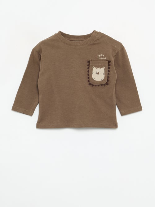 T-shirt a maniche lunghe con tasca animata - Kiabi T-shirt a maniche lunghe con tasca animata - Kiabi