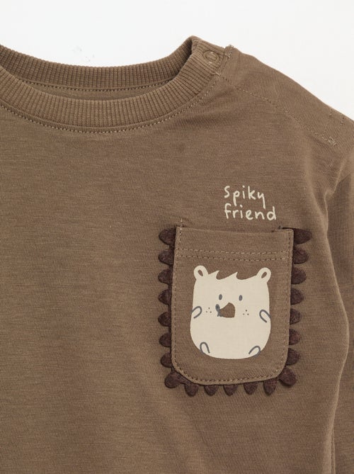 T-shirt a maniche lunghe con tasca animata - Kiabi T-shirt a maniche lunghe con tasca animata - Kiabi