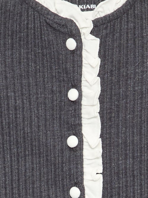 T-shirt a maniche lunghe con volant e bottoni a contrasto - Kiabi