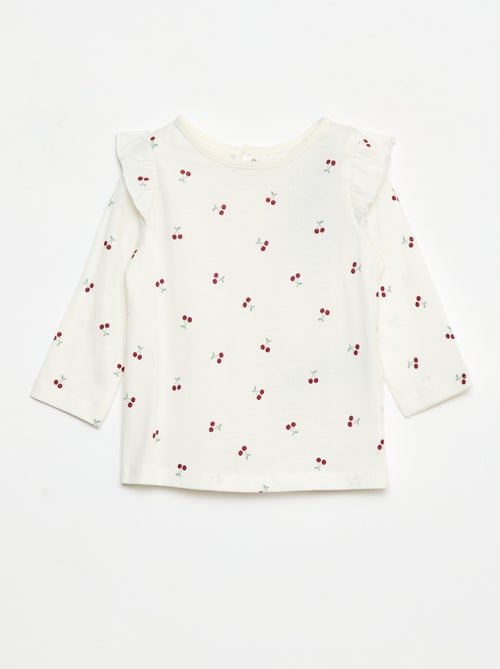 T-shirt a maniche lunghe con volant e motivo - Kiabi