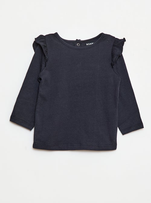 T-shirt a maniche lunghe con volant e motivo - Kiabi
