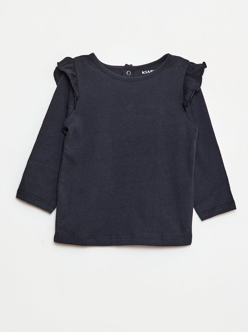 T-shirt a maniche lunghe con volant e motivo Blu - Kiabi