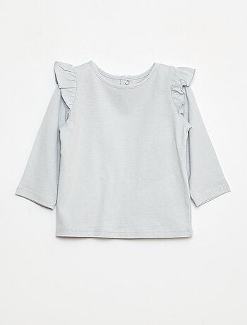 T-shirt a maniche lunghe con volant e motivo