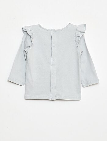 T-shirt a maniche lunghe con volant e motivo