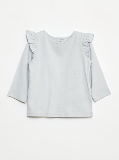 T-shirt a maniche lunghe con volant e motivo - Kiabi