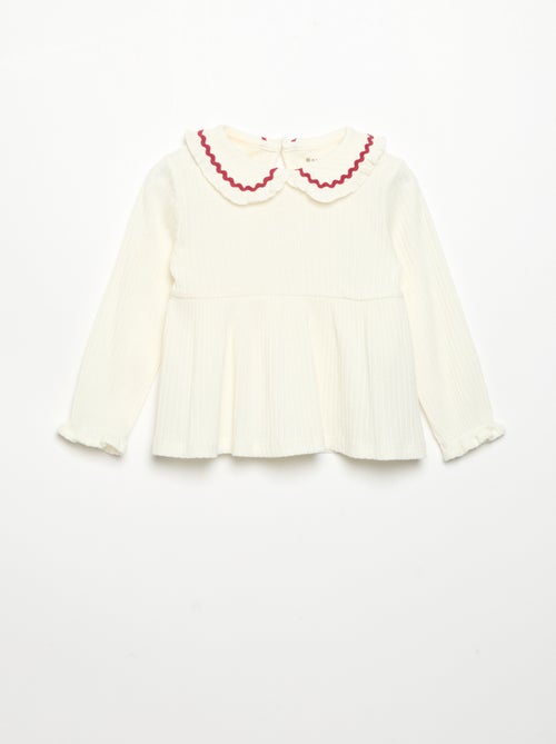 T-shirt a maniche lunghe e colletto Claudine - Kiabi