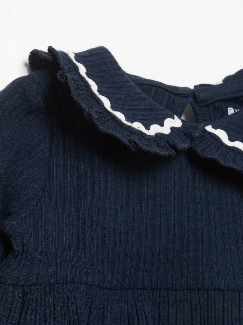T-shirt a maniche lunghe e colletto Claudine Blu - Kiabi