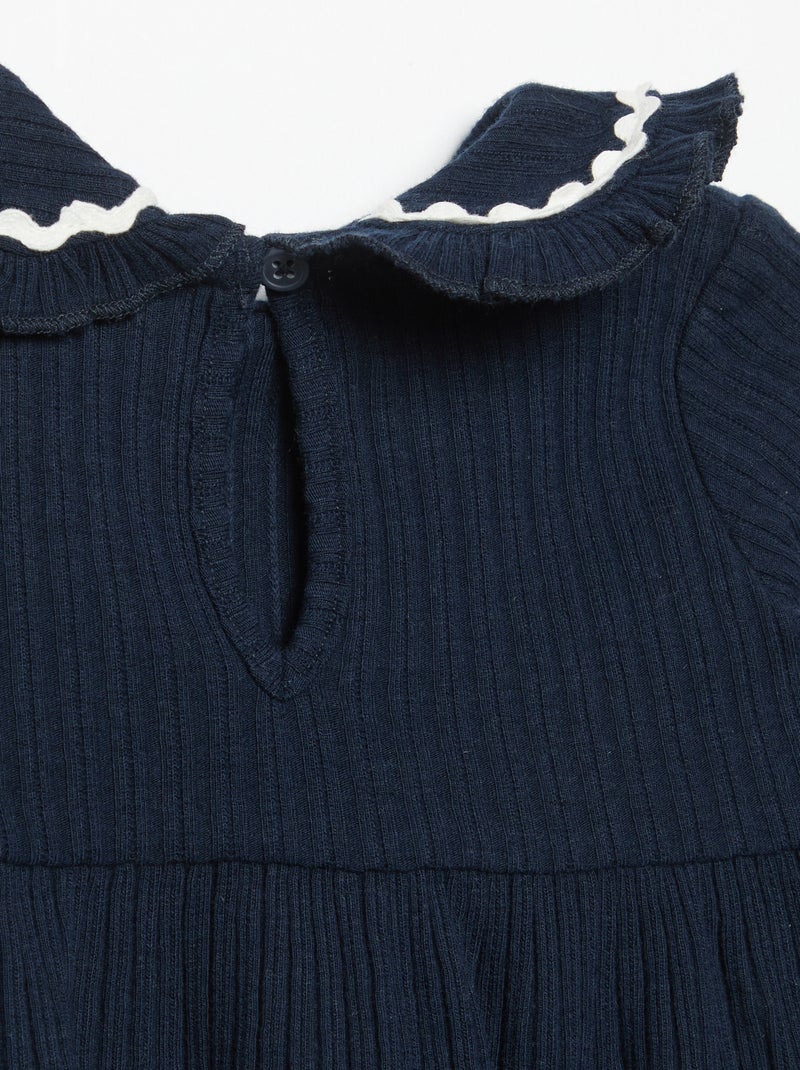T-shirt a maniche lunghe e colletto Claudine Blu - Kiabi