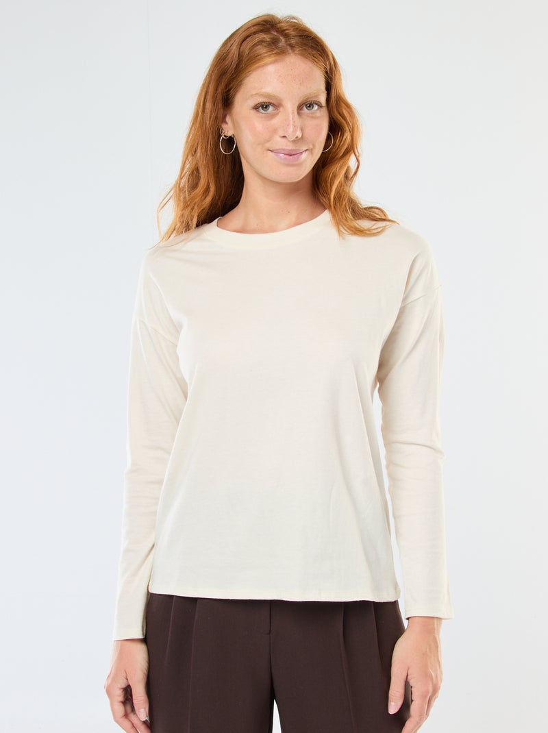 majestic filatures T-shirt scollo tondo in misto cotone - Bianco