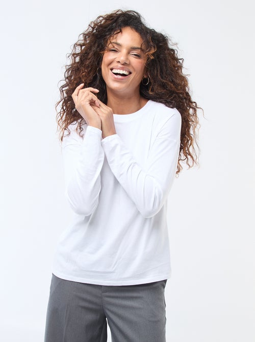 T-shirt a maniche lunghe e collo rotondo - Kiabi