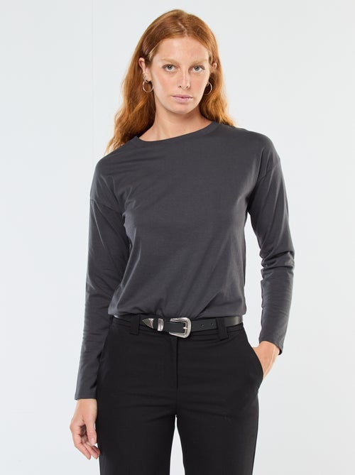 T-shirt a maniche lunghe e collo rotondo - Kiabi