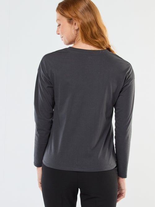 T-shirt a maniche lunghe e collo rotondo - Kiabi