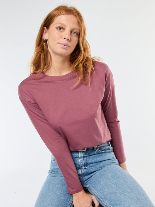 T-shirt a maniche lunghe e collo rotondo - Kiabi