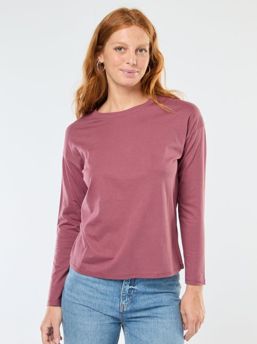 T-shirt a maniche lunghe e collo rotondo - Kiabi