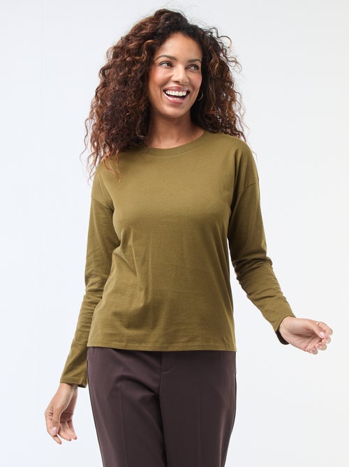 T-shirt a maniche lunghe e collo rotondo - Kiabi