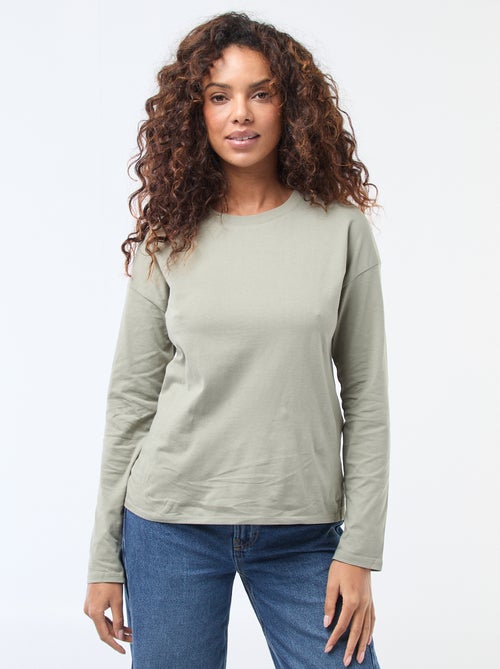 T-shirt a maniche lunghe e collo rotondo - Kiabi