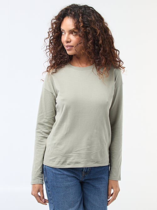 T-shirt a maniche lunghe e collo rotondo - Kiabi