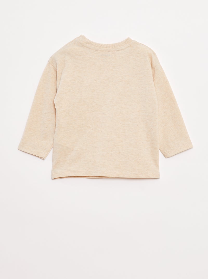 T-shirt a maniche lunghe e taschino sul petto Beige - Kiabi