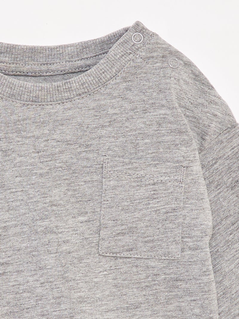 T-shirt a maniche lunghe e taschino sul petto Grigio - Kiabi
