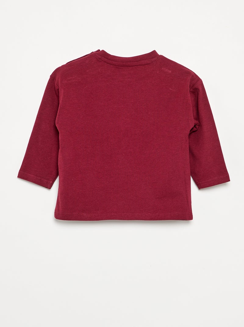 T-shirt a maniche lunghe e taschino sul petto Rosso - Kiabi