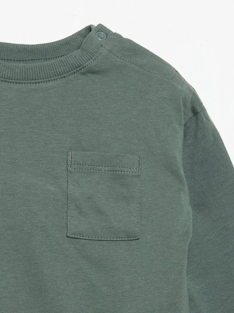 T-shirt a maniche lunghe e taschino sul petto Verde - Kiabi