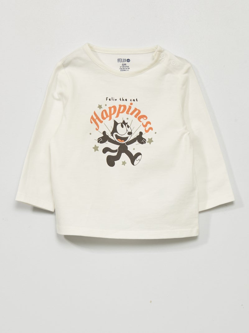 T-shirt a maniche lunghe 'Felix the cat' BIANCO - Kiabi