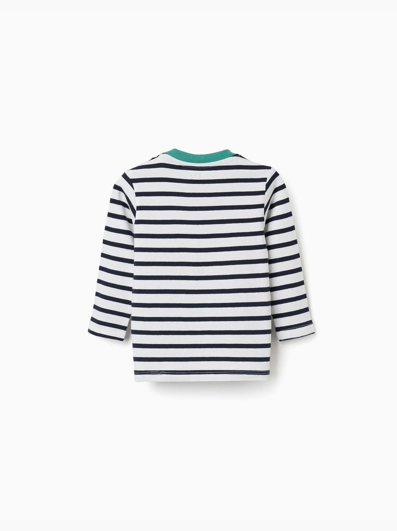 T-shirt a maniche lunghe in cotone con righe Bianco - Kiabi