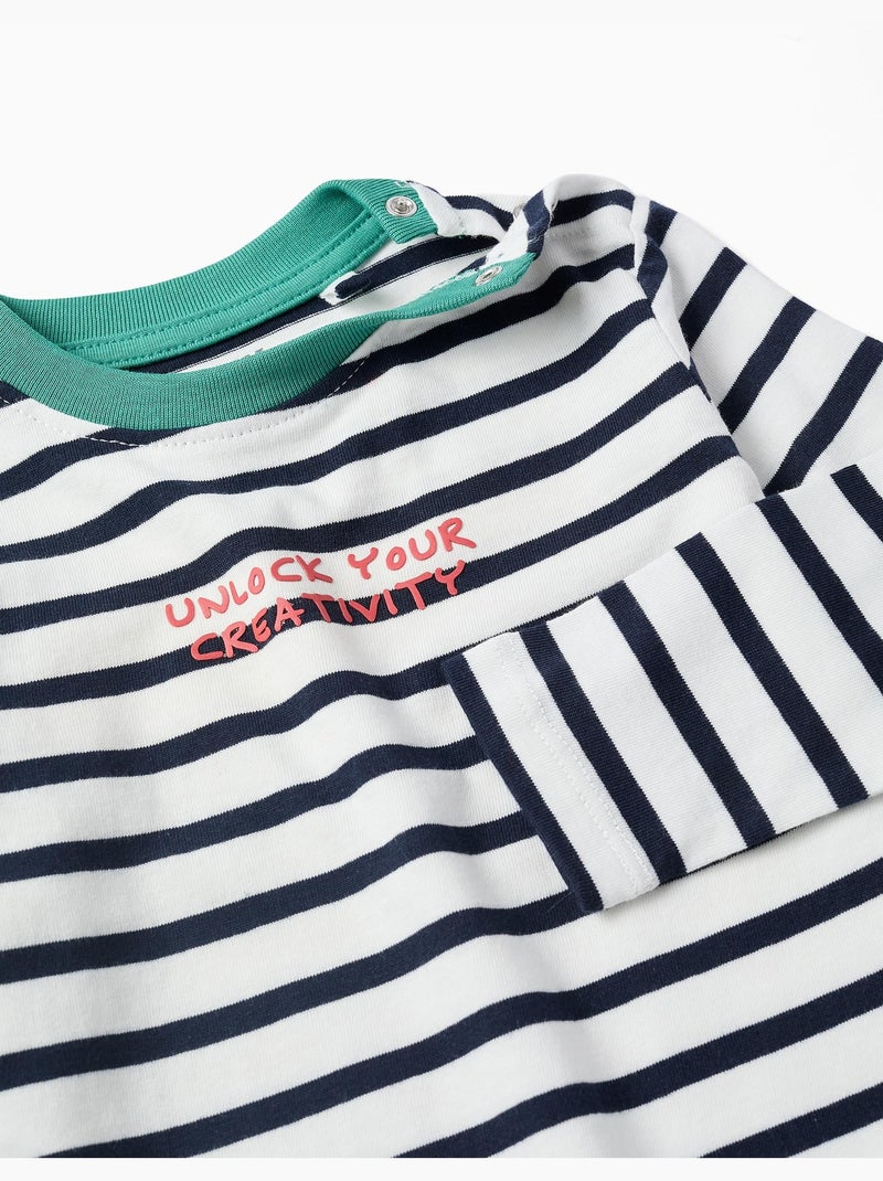 T-shirt a maniche lunghe in cotone con righe Bianco - Kiabi