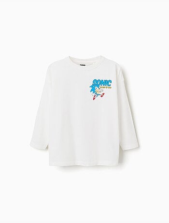 T-shirt a maniche lunghe in cotone con stampe di sonic