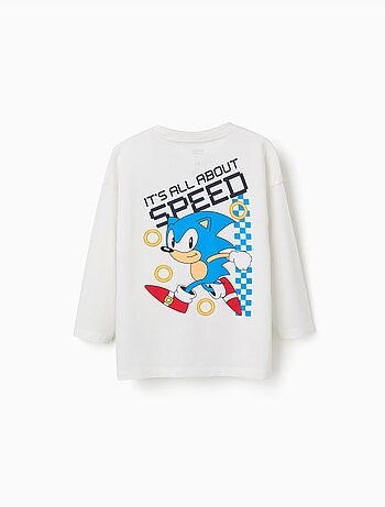 T-shirt a maniche lunghe in cotone con stampe di sonic