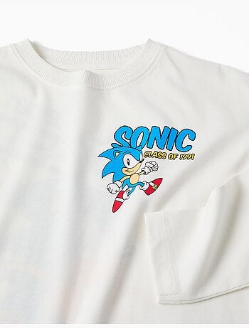 T-shirt a maniche lunghe in cotone con stampe di sonic