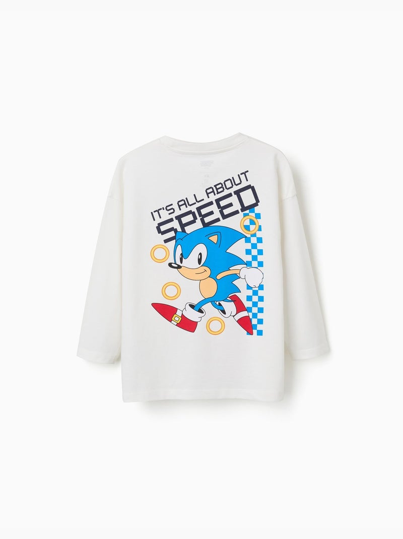 T-shirt a maniche lunghe in cotone con stampe di sonic Bianco - Kiabi