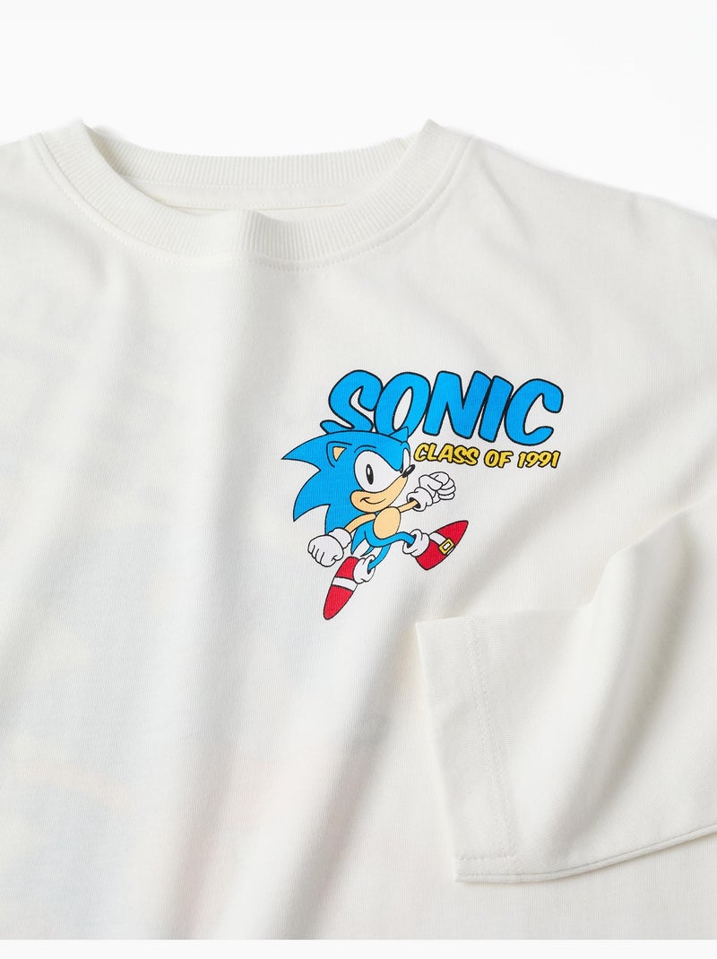 T-shirt a maniche lunghe in cotone con stampe di sonic Bianco - Kiabi
