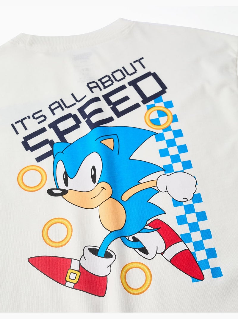 T-shirt a maniche lunghe in cotone con stampe di sonic Bianco - Kiabi