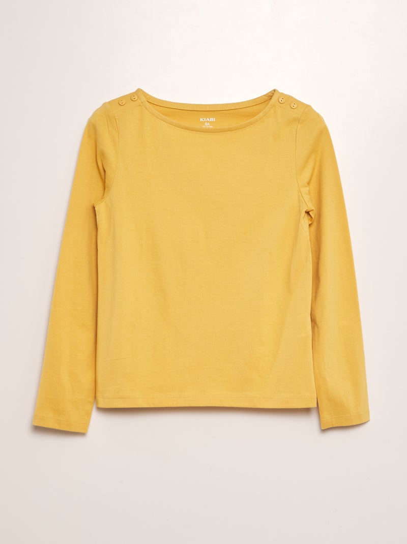 T-shirt a maniche lunghe in cotone giallo - Kiabi