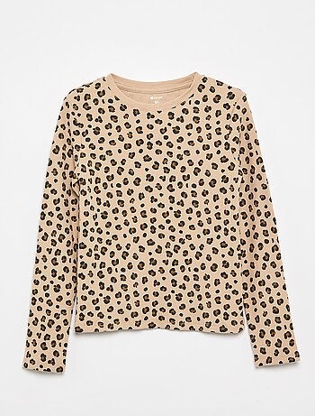 T-shirt a maniche lunghe in maglia a costine