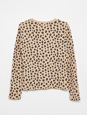 T-shirt a maniche lunghe in maglia a costine