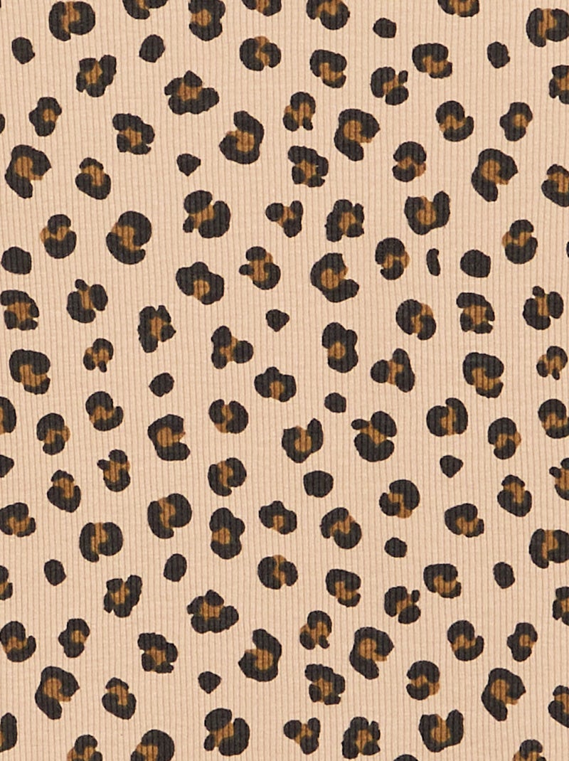 T-shirt a maniche lunghe in maglia a costine Beige - Kiabi