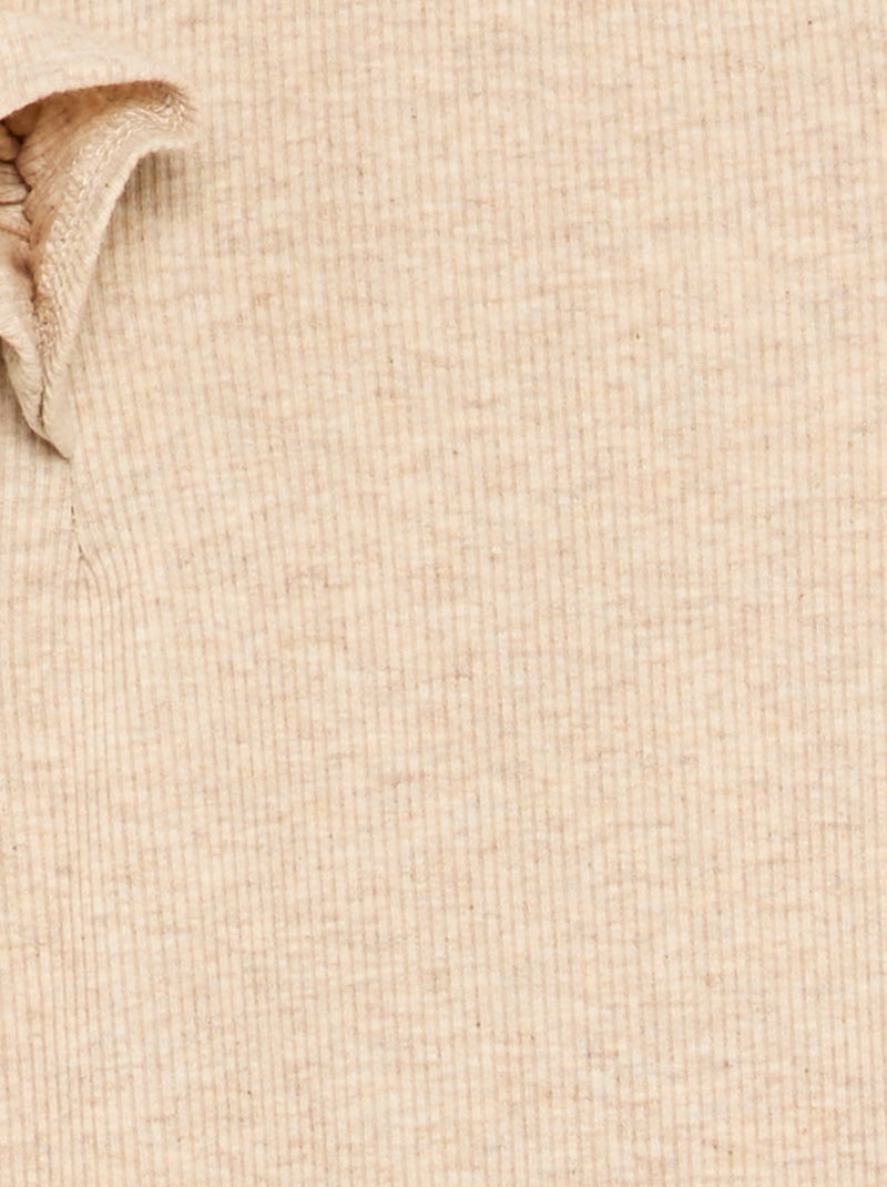 T-shirt a maniche lunghe in maglia a costine Beige - Kiabi