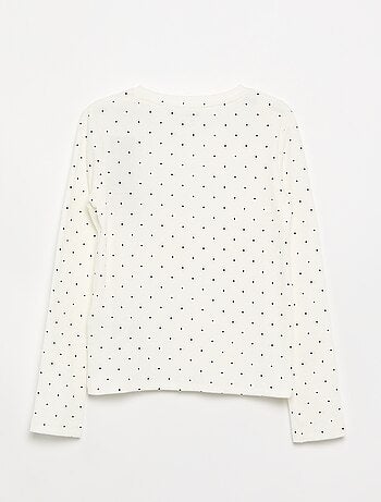 T-shirt a maniche lunghe in maglia a costine