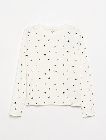 T-shirt a maniche lunghe in maglia a costine